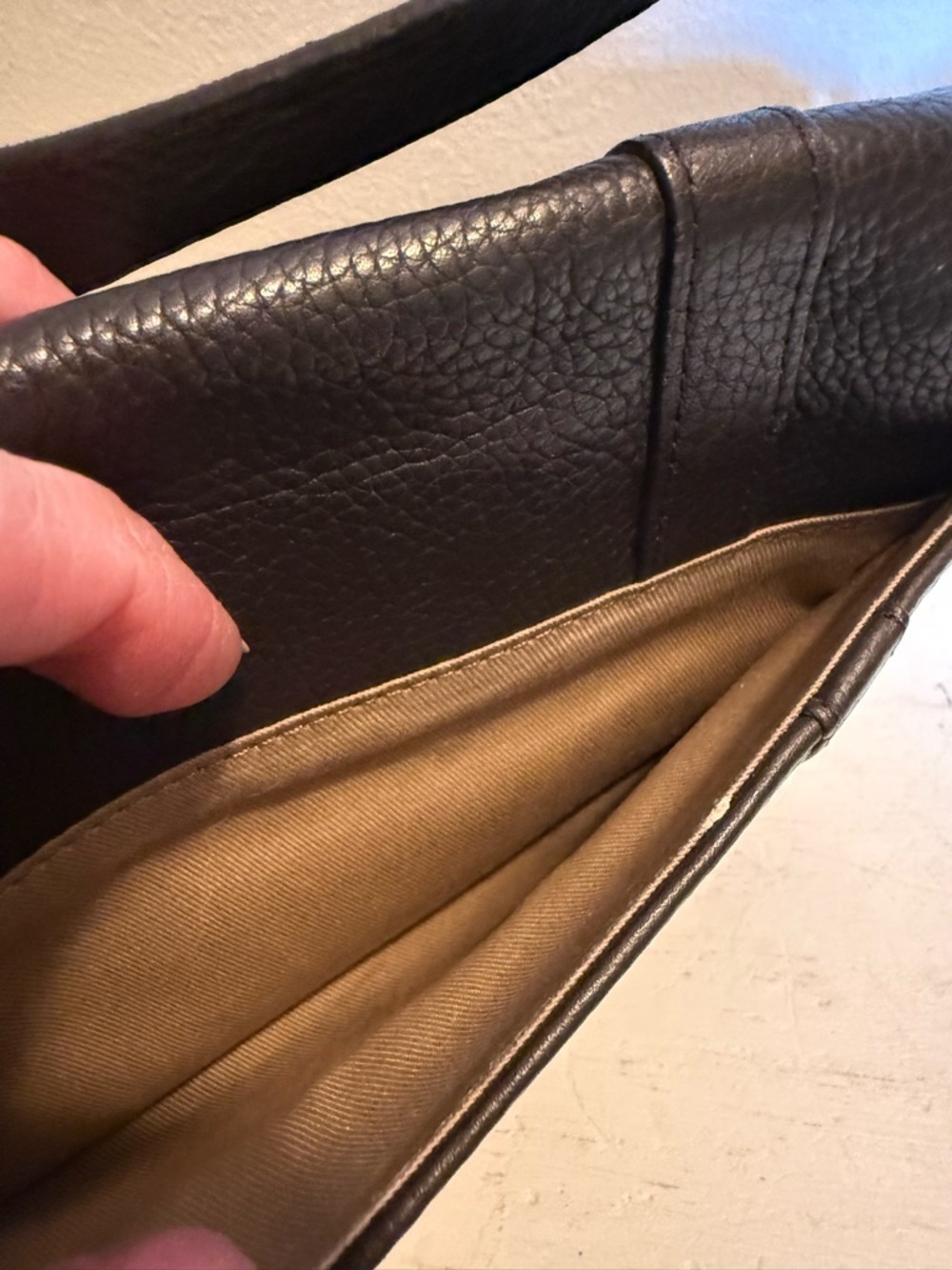 LOFT Dark Brown Baguette Pebbled Leather Shoulder Bag EUC - Picture 4 of 9